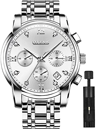 Top 10 OLEVS Watches for Men Stainless Steel Dress Men Watch with Date Big Face Chronograph Waterproof Luxury Fashion Watch Blue/Black/Gold/Green/Silver Face Relojes para Hombres for 2025, Under $53!
