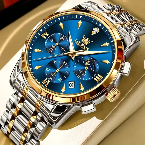 Top 10 OLEVS Watches for Men Stainless Steel Dress Men Watch with Date Big Face Chronograph Waterproof Luxury Fashion Watch Blue/Black/Gold/Green/Silver Face Relojes para Hombres for 2025, Under $53!