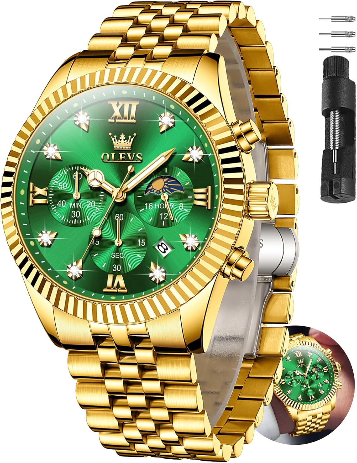 OLEVS Men's Watch, Classic Silver Watches